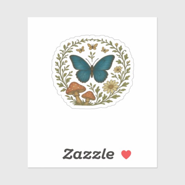 Sticker Goblincore Butterfly Fairycore Botanical Apparel C (Feuille)