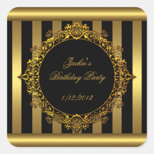 Sticker Gold Black Stripe fête d'anniversaire