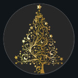 Sticker Gold Christmas Tree<br><div class="desc">Pour les enveloppes,  cartes,  cadeaux,  étiquettes et tout le reste pour les vacances ! stickers Classy avec charme Noël</div>
