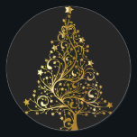 Sticker Gold Christmas Tree<br><div class="desc">Pour les enveloppes,  cartes,  cadeaux,  étiquettes et tout le reste pour les vacances ! stickers Classy avec charme Noël</div>