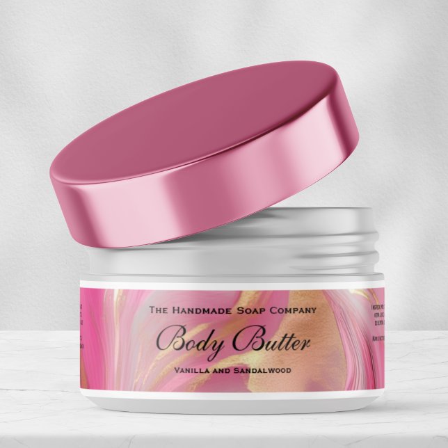 Sticker Gold Foil and Pink Body Butter Jar Label 1 x 7 (Créateur téléchargé)