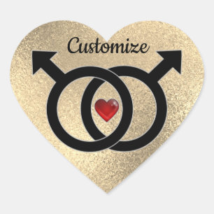 Sticker Gold Heart pour mariage gay