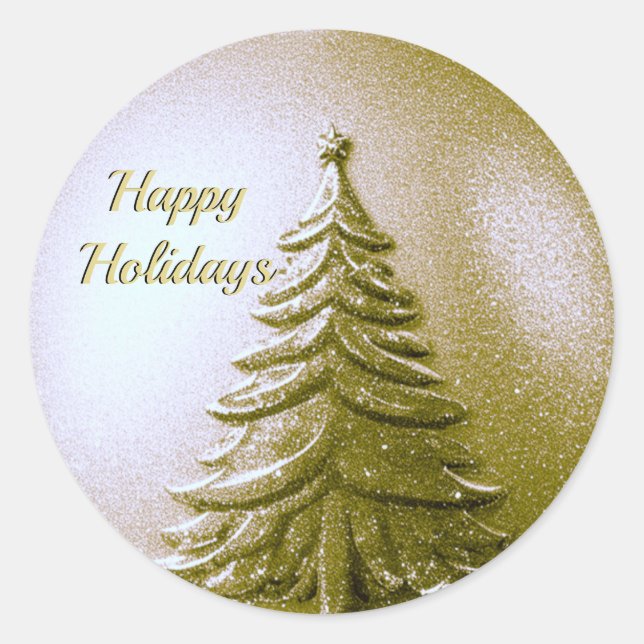 Sticker Gold Holiday Christmas Tree (Devant)