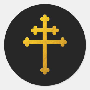 Sticker Gold Lorraine Cross, sur Black / Christian