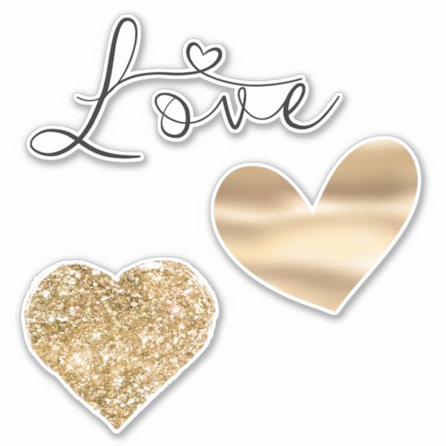 Sticker Gold Love Hearts Mariage (Devant)