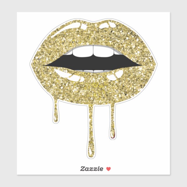 Sticker Gold Luxury Glam Faux Parties scintillant Lèvres à (Feuille)