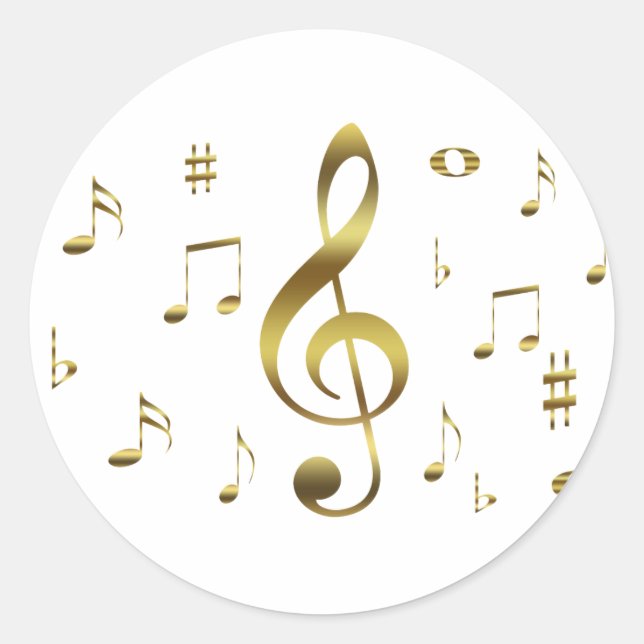 Sticker Gold Musical Notes (Devant)