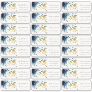 Sticker Gold Navy Fish Underwater Sea Adresse de l'invité