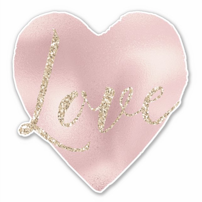 Sticker Gold Parties scintillant Love Blush Pink Heart (Devant)