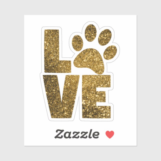 Sticker Gold Parties scintillant Paw Love (Feuille)