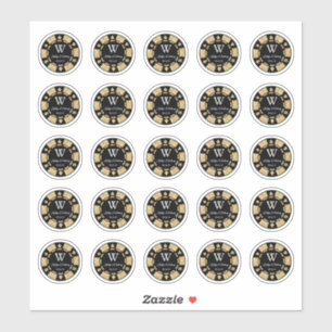 Sticker Gold Parties scintillant Poker Chip Casino Mariage
