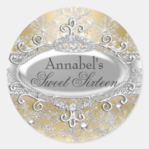 Sticker Gold Princess Winter Wonderland Sweet 16