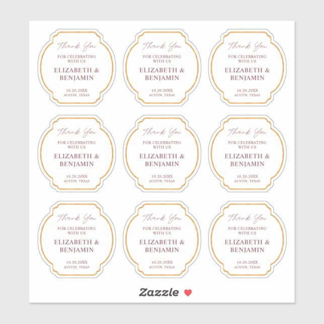 Sticker Gold Rustic Boho Chic Wildflower Wedding Thank You (Feuille)