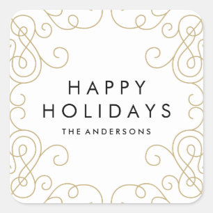 Sticker Gold Scroll Holiday