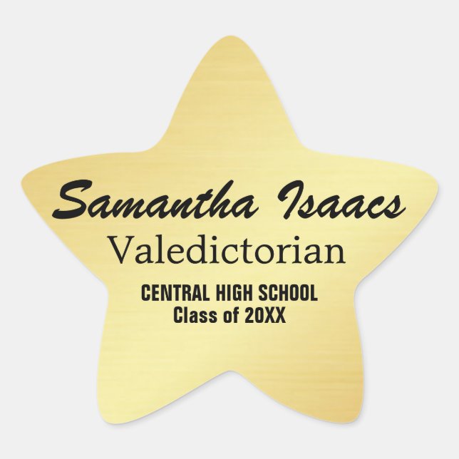 Sticker Gold Star Valedictorian Graduian (Devant)