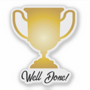 Sticker Gold Trophy Cup Well Done Award