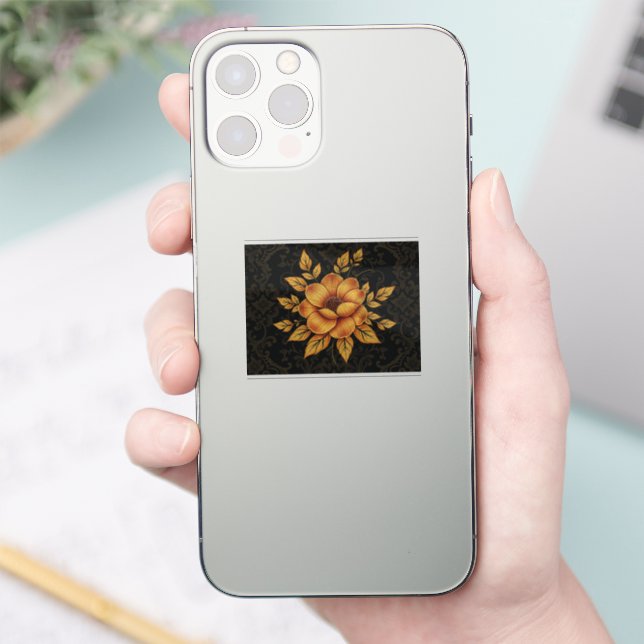 Sticker Golden Bloom Floral (Téléphone)