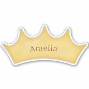 Sticker Golden Crown Fairytale Enfants et animaux Nom pers