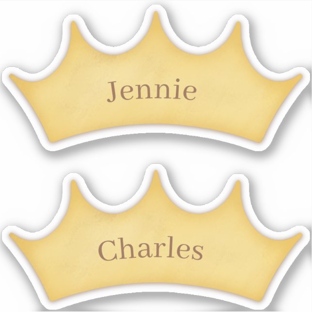 Sticker Golden Crown Fairytale Kids Rooms 2 Custom Name St (Devant)