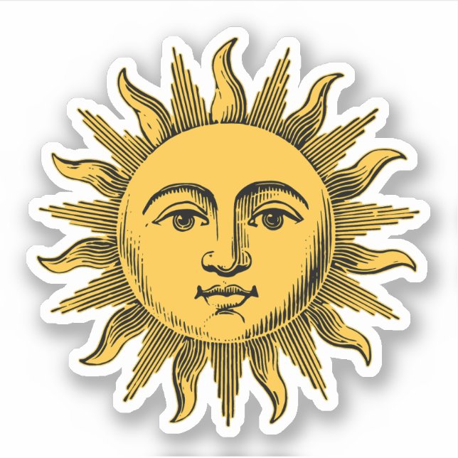 Sticker Golden Happy Sun Face (Devant)