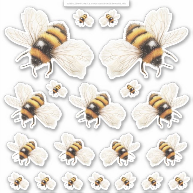 Sticker Golden Honey Fairy World – 2a - 20 bees sheet (Devant)