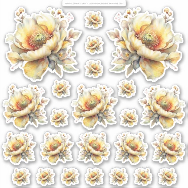 Sticker Golden Honey Fairy World – 2a - 24 Flowers Sheet (Devant)