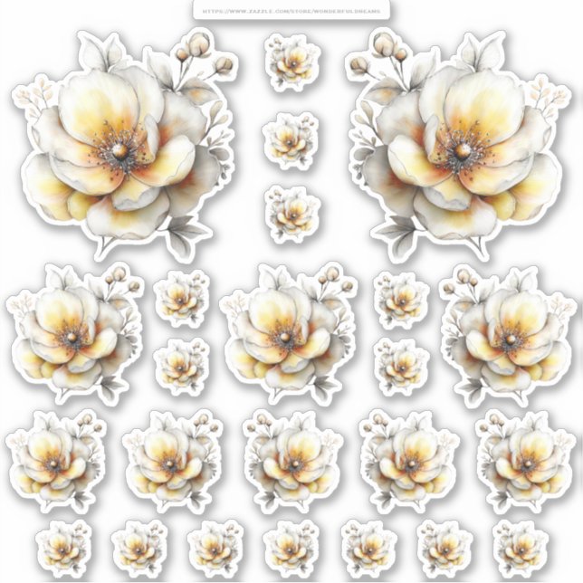 Sticker Golden Honey Fairy World – 2b - 24 Flowers Sheet (Devant)