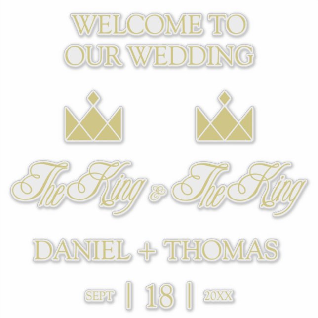 Sticker Golden King Crowns for Gay Wedding (Devant)