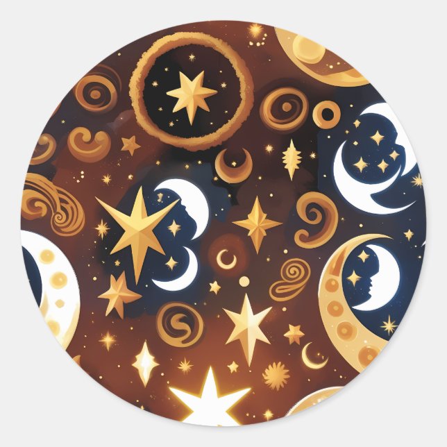Sticker - Golden Ochre Celestial Moon Mystic Lunar (Devant)