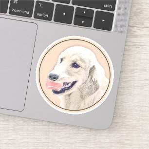Sticker Golden Retriever avec Tennis Ball Peinture Chien A