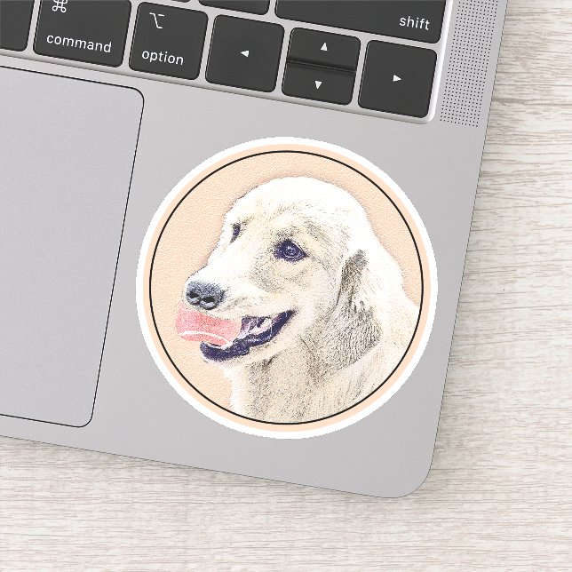 Sticker Golden Retriever avec Tennis Ball Peinture Chien A (Détail)