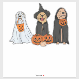 Sticker Golden Retriever Ghost Halloween Tricoter Ou Treat