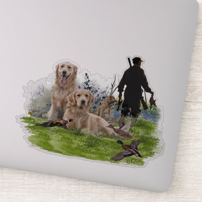 Sticker Golden Retrievers - Excellents chiens de chasse (Détail)