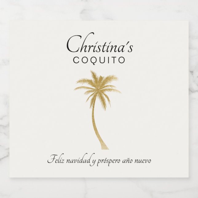 Sticker Goldtone Palm Tree Coquito (Étiquettes simples)