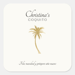Sticker Goldtone Palm Tree Coquito