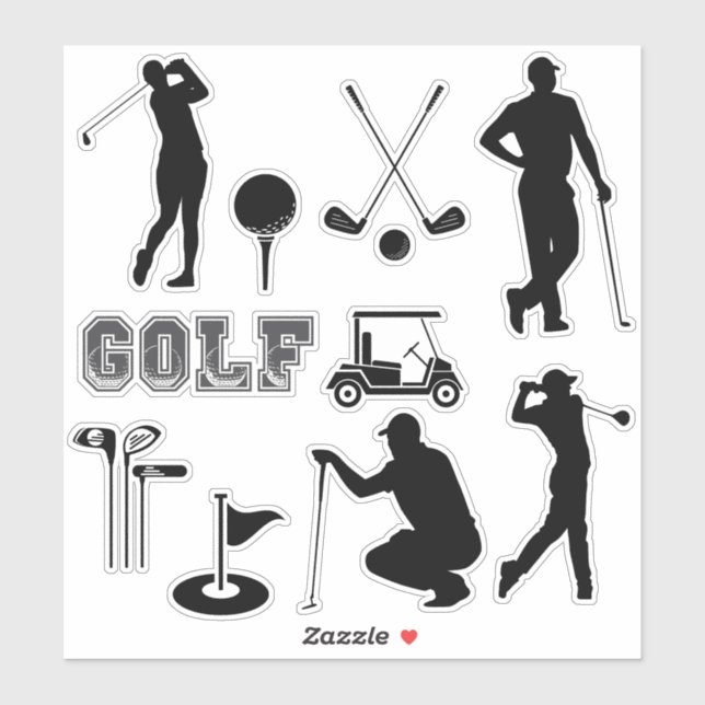 Sticker Golf Moderne En Couleur Noire (Feuille)