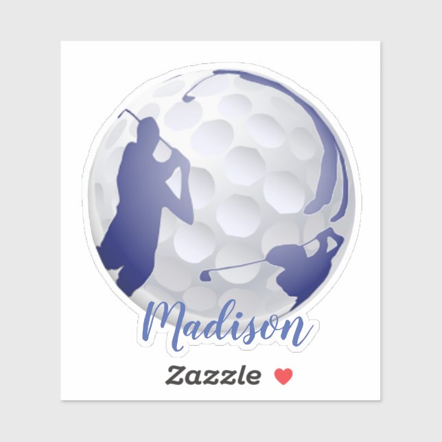 Sticker Golfer Golf Ball Golfing Sport Nom personnalisé (Feuille)