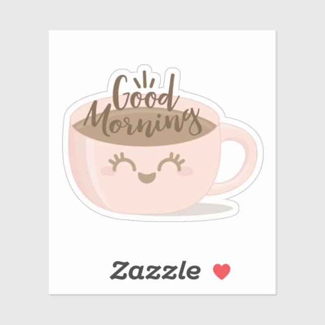 Sticker Good Morte Cute Kawaii Style Coffee Cup (Feuille)