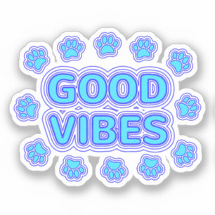 Sticker Good Vibes Empreintes de pattes de chiens caricatu