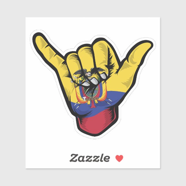 Sticker Good Vibes Shaka Hand Ecuador (Feuille)