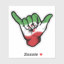 Sticker Good Vibes Shaka Hand Iran Flag