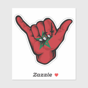 Sticker Good Vibes Shaka Hand Morocco Drapeau