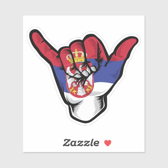 Sticker Good Vibes Shaka Hand Serbie (Feuille)