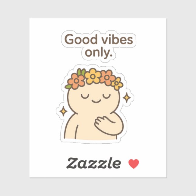 Sticker Good Vibes uniquement - Caractère Chubby sympa Pos (Feuille)