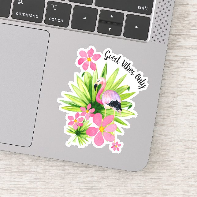 Sticker Good Vibes Uniquement Flamant rose rose Vinyl (Détail)