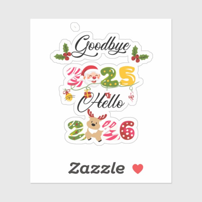 Sticker Goodbye 2025 Hello 2026 New Year Design (Feuille)
