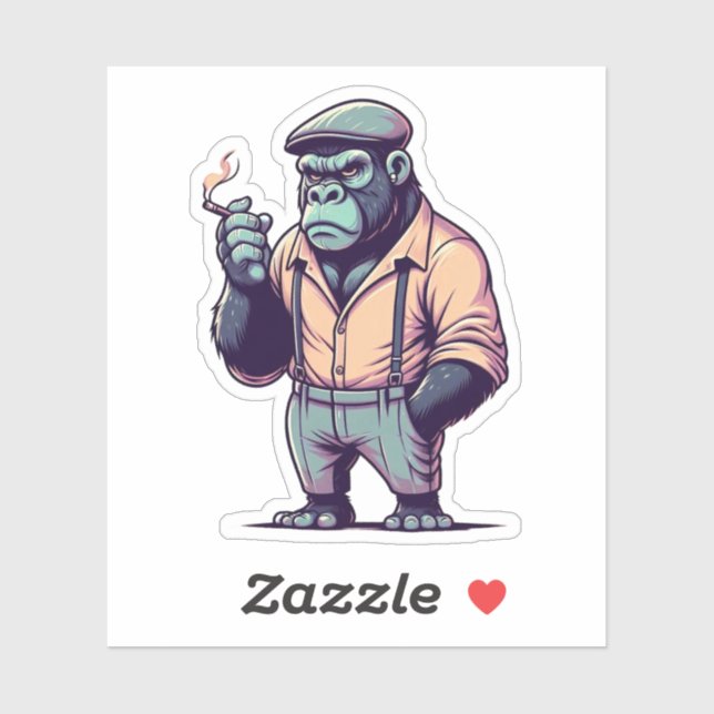 Sticker gorille gangster, animaux fous (Feuille)