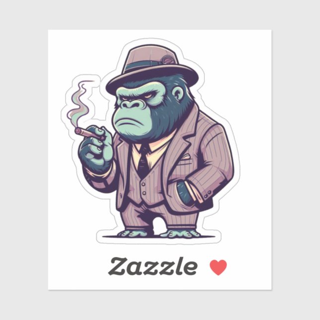 Sticker gorille king, gorille mafia, (Feuille)