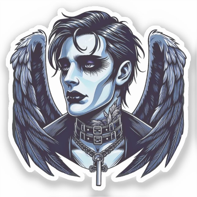 Sticker Goth Man Angel Dark Imaginaire art (Recto)