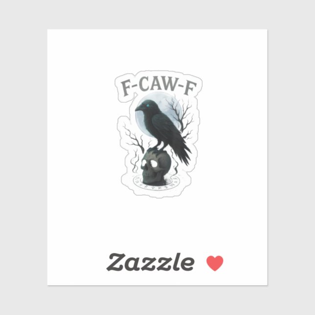 Sticker Gothic Crow F Caw F Raven Skull Halloween Graphic  (Feuille)